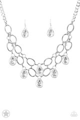 Show-Stopping Shimmer - White Blockbuster Necklace