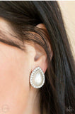 Old Hollywood Opulence - White Clip-On Earrings