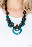 Boardwalk Party Blue Wood Necklace