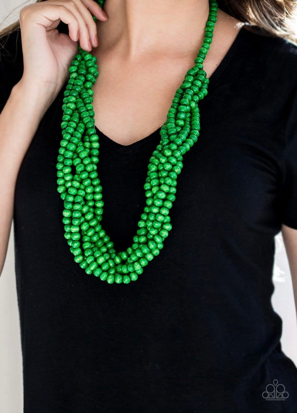 Tahiti Tropic - Green Wood Necklacde