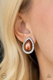 Opulence - Brown Clip-On Earrings