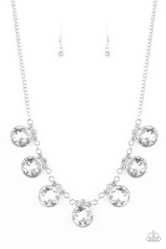 GLOW-Getter Glamour - White Rhinestone Necklace