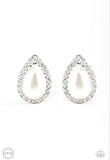 Old Hollywood Opulence - White Clip-On Earrings