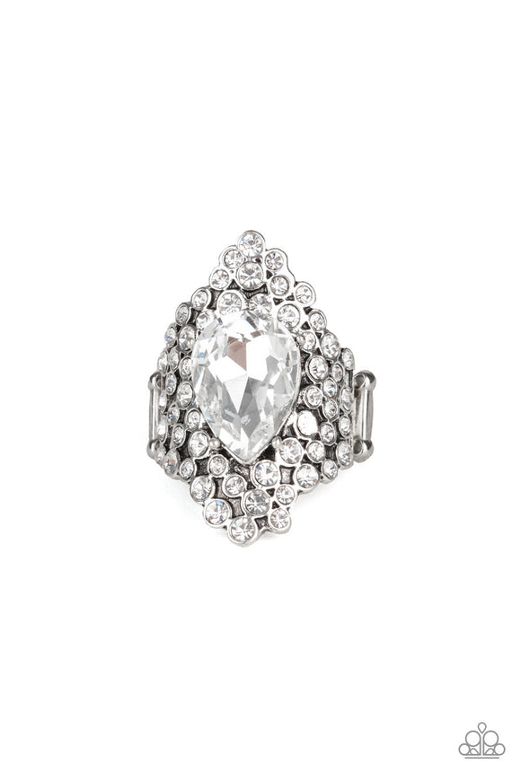 Hollywood Heiress - White Rhinestone Ring