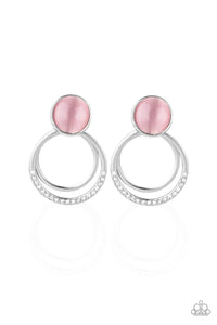 Glow Roll - Pink Cat's Eye Stone Earrings