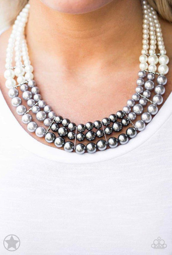 Lady In Waiting White & Silver Pearl Blockbuster Necklace