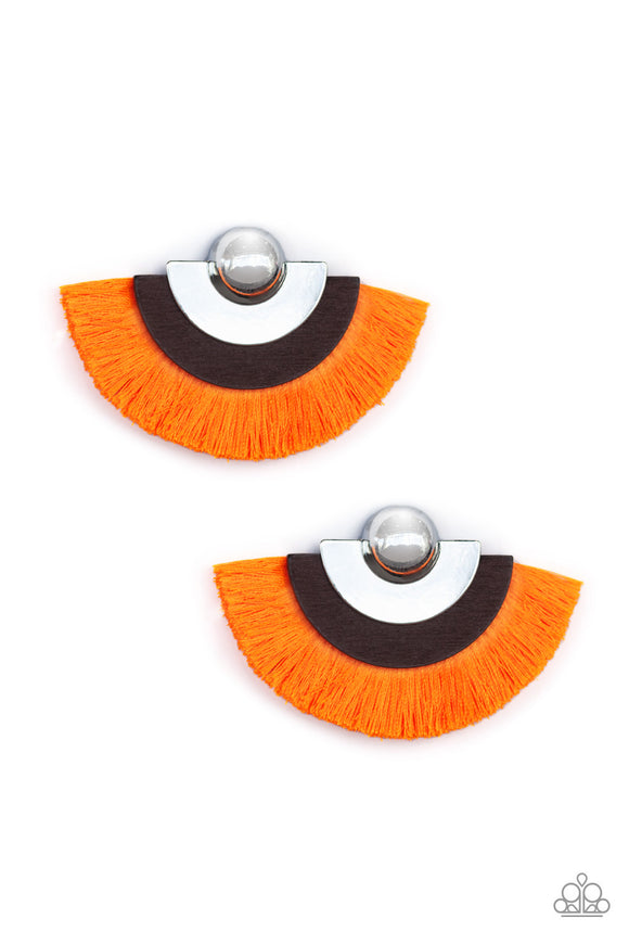 Fan The FLAMBOYANCE - Orange Earrings