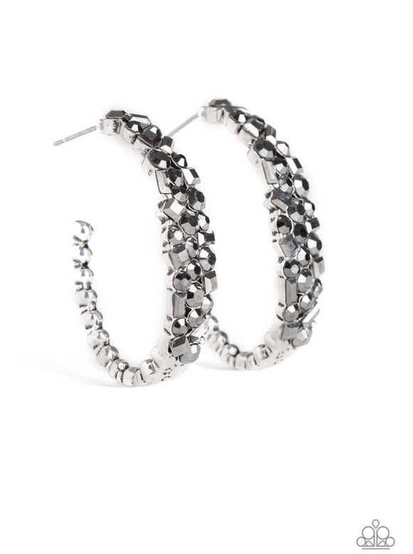 A GLITZY Conscience Silver Hoop Earring